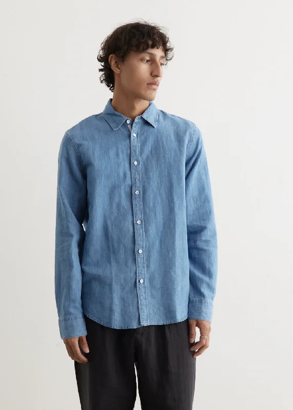 Men's Shirts with Single-Breasted DesignsFinch Linen Denim Long Sleeve Shirt