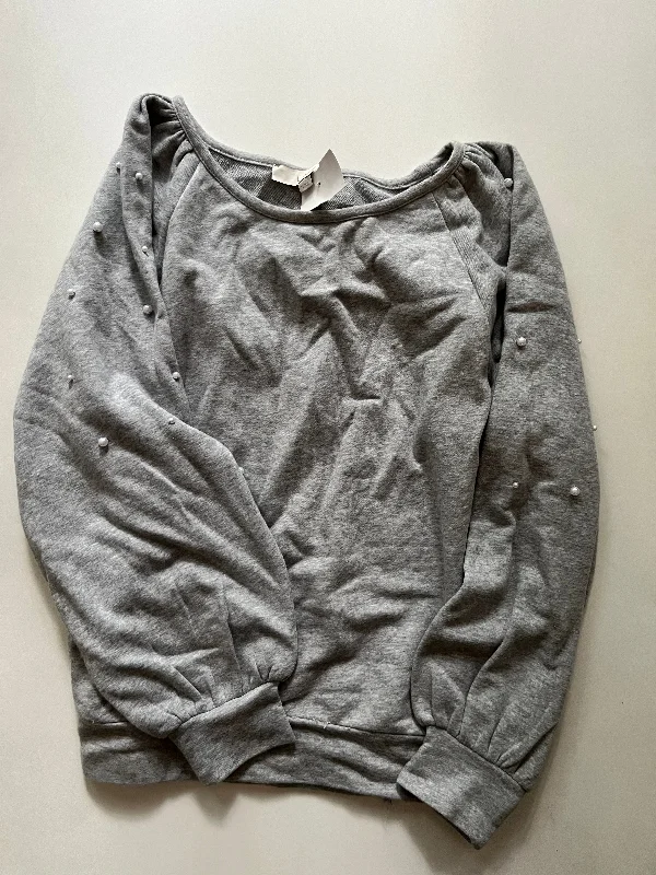 Men's Hoodies with Embroidered PatchesSweatshirt Crewneck By Loft In Grey, Size: M