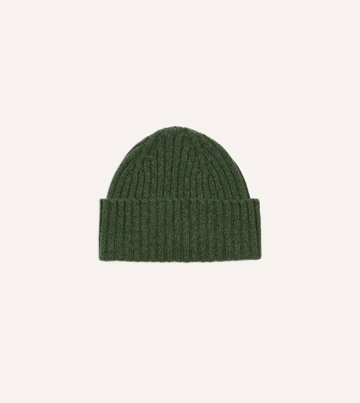 Funky Bucket CapsGreen Lambswool Ribbed Knit Cap