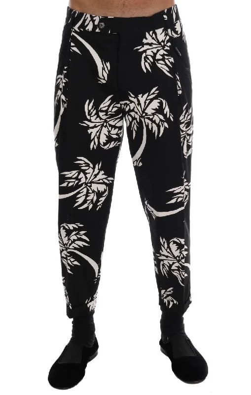 Leather Patch Men's JeansDolce & Gabbana Elegant Tree Print Ankle Men's Trousers