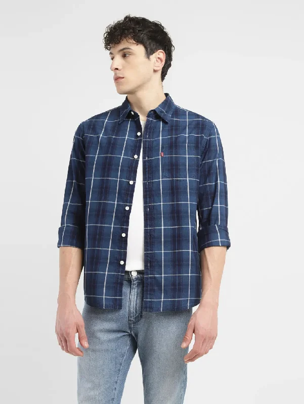 Men's Striped Long-Sleeve Shirts for a Maritime FeelMen's Checkered Slim Fit Shirt