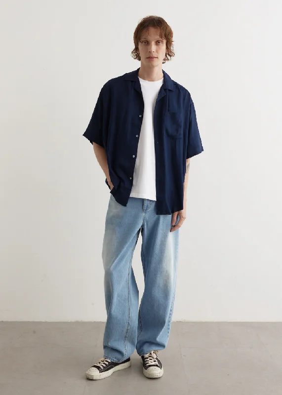 Men's Shirts with Asymmetrical HemlinesShort Sleeve Boxy Shirt