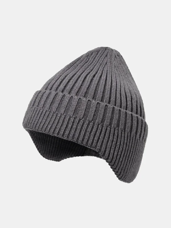 Oversized Fedora HatsSolid Color Earflaps Warm Knit Beanie Hat