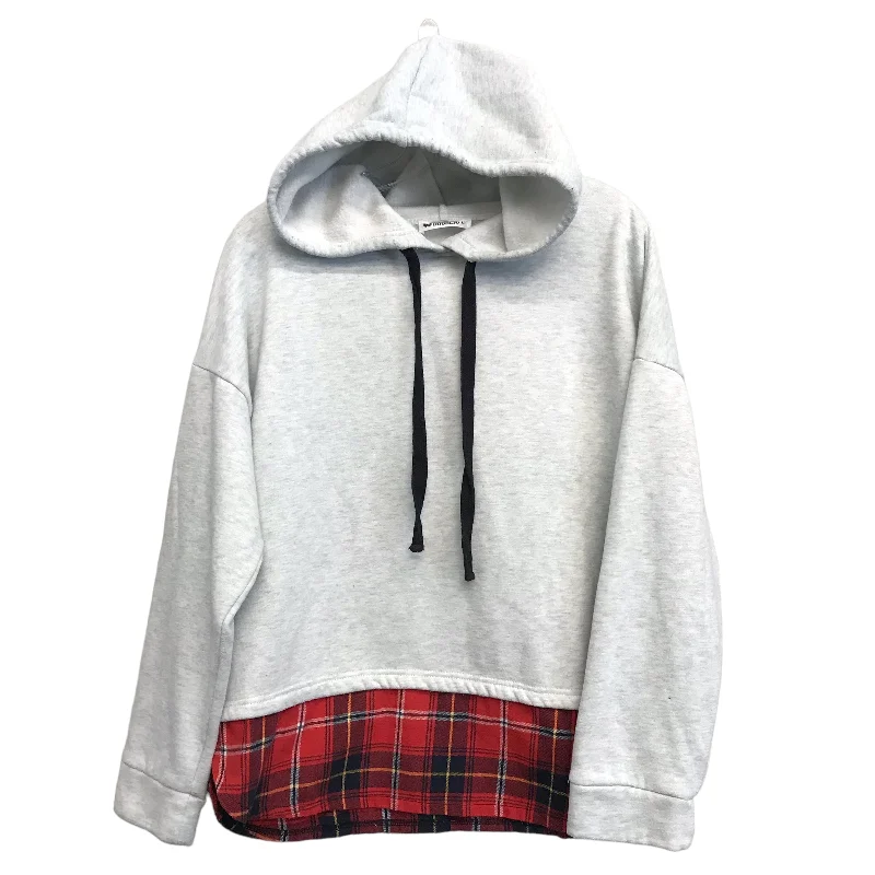 Men's Hoodies with High-Low HemlinesGREY SWEATSHIRT HOODIE by DOUBLJU Size:L