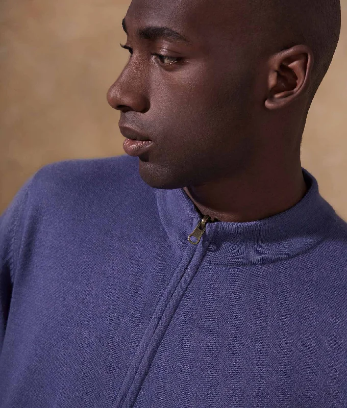 Men's Sweaters with Zippered PocketsJersey mock neck cardigan