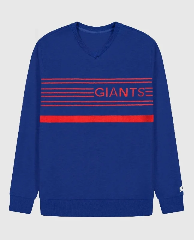 Men's Sweaters with Dropped ShouldersMen's New York Giants Starter Jacquard Pullover Sweater In Blue
