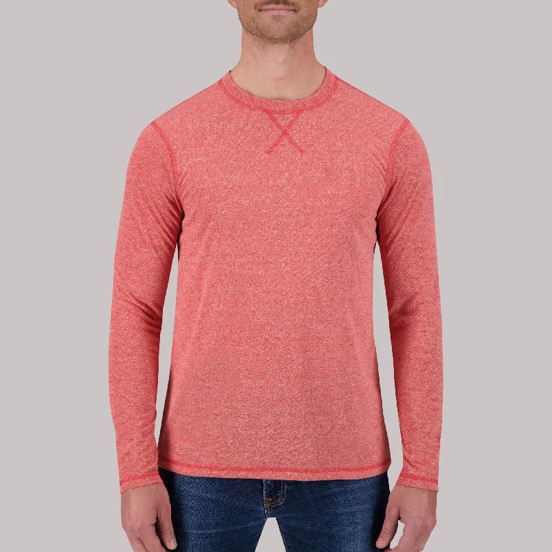 Men's Shirts with Adjustable HemlinesRecycled Long Sleeve Crew Neck Shirt in Red