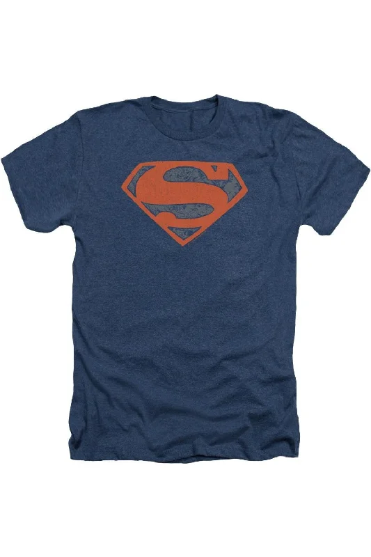 Men's Shirts with Wingtip CollarsSuperman Vintage Shield Collage Adult Heather Tee / T-Shirt Men's Shirts with Wingtip CollarsSuperman Vintage Shield Collage Adult Heather Tee / T-Shirt