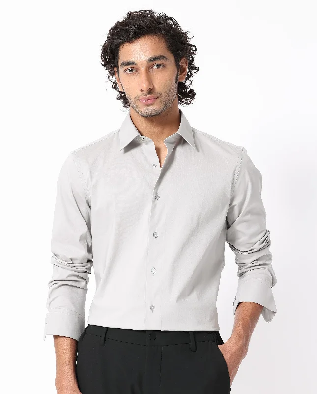 Men's Checkered Shirts for a Retro FeelRare Rabbit Mens Benedict Light Grey Cotton Stretch Drop Collar Full Sleeves Shirt Men's Checkered Shirts for a Retro FeelRare Rabbit Mens Benedict Light Grey Cotton Stretch Drop Collar Full Sleeves Shirt
