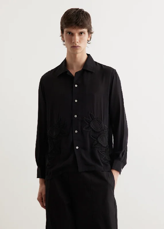 Men's Shirts with Appliquéd SleevesMidnight Daffodil Long Sleeve Shirt