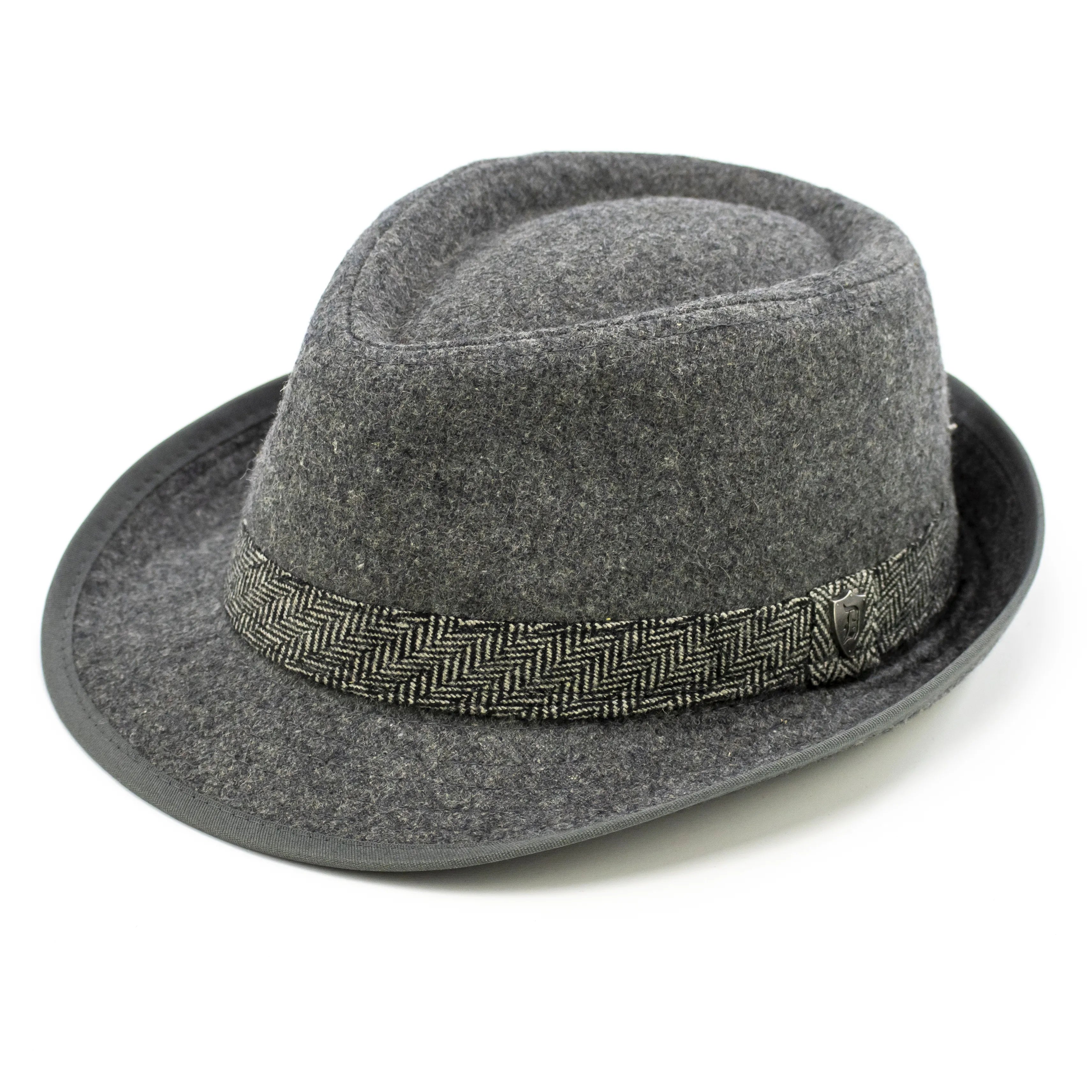 Cool Snapback HatsTrilby Style Fedora with Herringbone Ribbon
