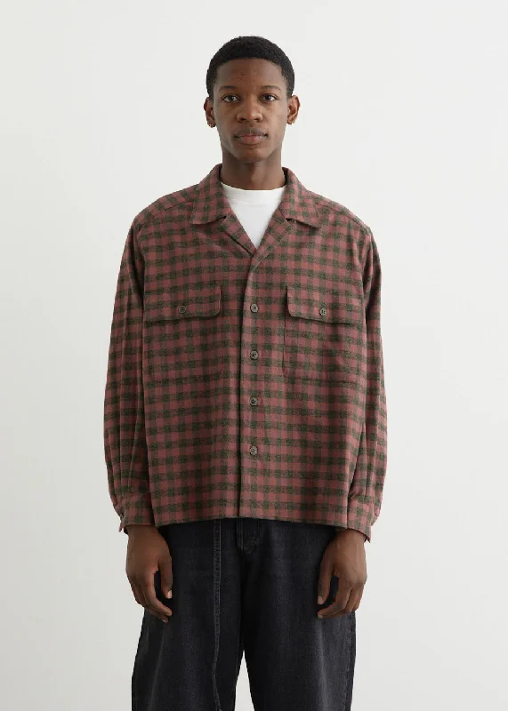 Men's Shirts with UV ProtectionOpen Collar Heavy Flannel Check Shirt