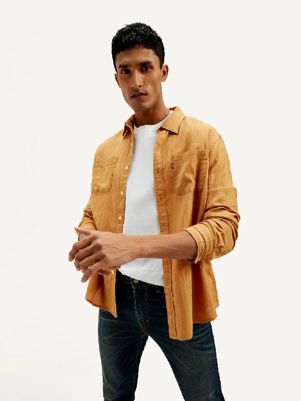 Men's Pattern Mixing Shirts for Creative StyleMen's Textured Slim Fit Shirt