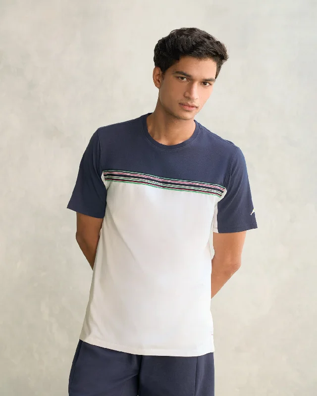 Men's Shirts with Embellished CollarsRally Crew Neck T-shirt - Navy & White