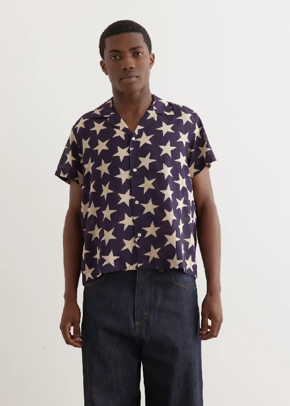 Men's Shirts with Zippered PocketsStarry Short Sleeve Shirt