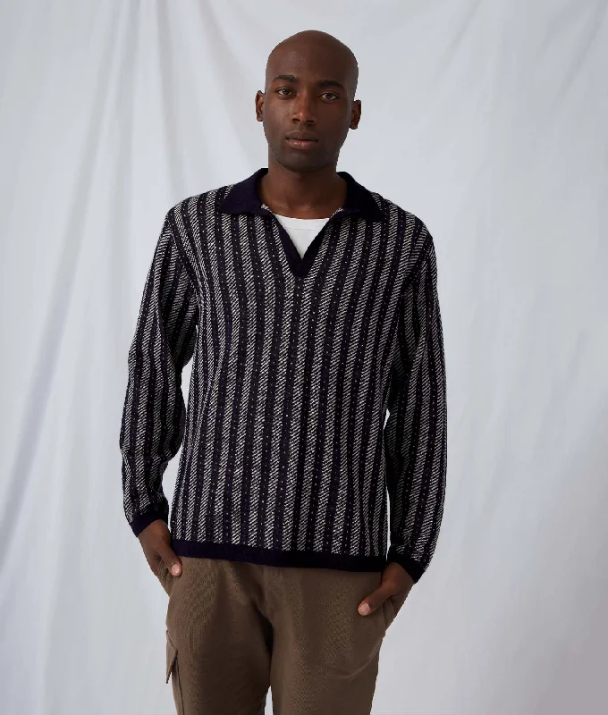 Layered Men's Vest SweatersFlowing Ribs Polo Neck Men's Sweater