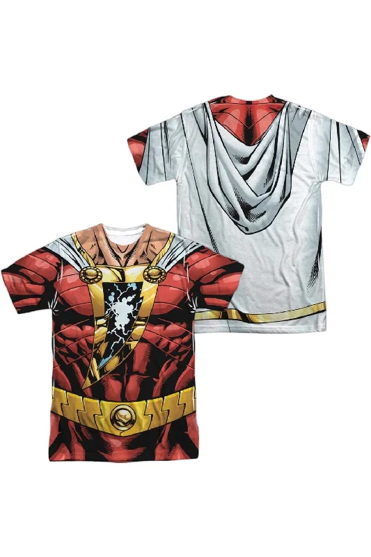 Men's Shirts with TiesJustice League of America Shazam Uniform (Front/Back Print) Short Sleeve Adult Poly Crew Tee / T-Shirt Men's Shirts with TiesJustice League of America Shazam Uniform (Front/Back Print) Short Sleeve Adult Poly Crew Tee / T-Shirt