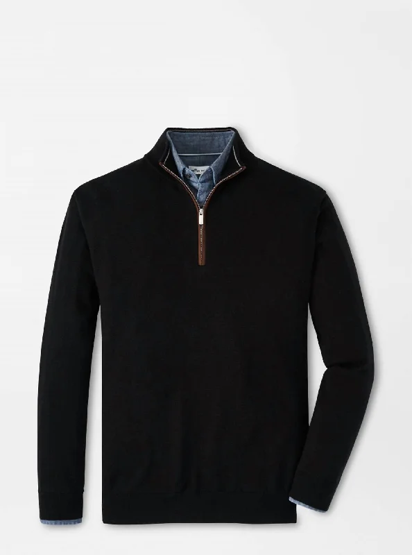 Men's Sweaters in Earthy TonesMen's Autumn Crest Suede Trim 1/4 Zip Sweater In Black Men's Sweaters in Earthy TonesMen's Autumn Crest Suede Trim 1/4 Zip Sweater In Black