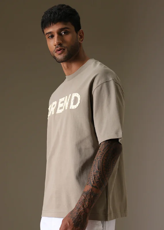 Men's Shirts with Hidden ButtonsTan Embossed Oversized T-shirt