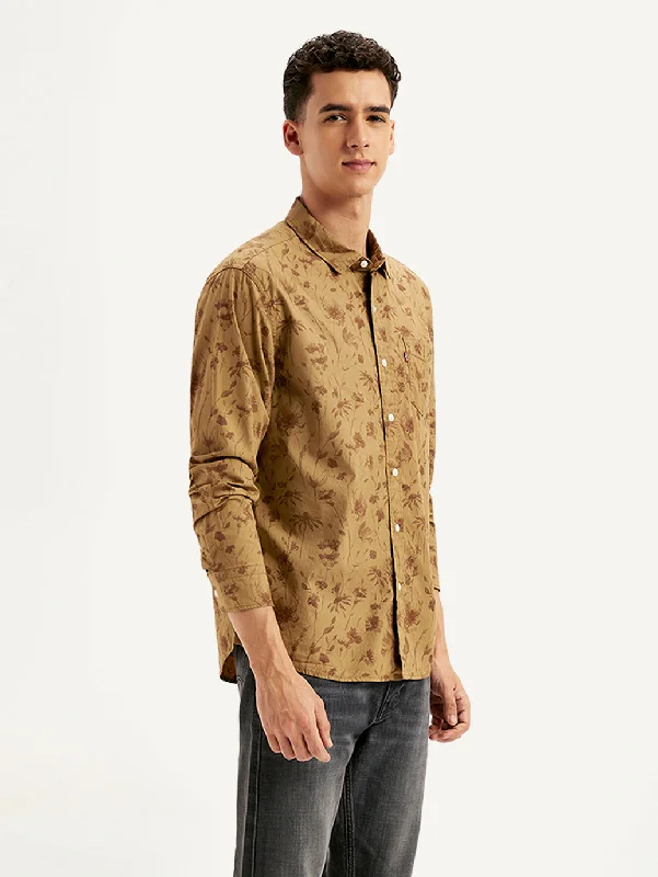 Breathable Men's Linen ShirtsMen's Floral Print Regular Fit Shirt