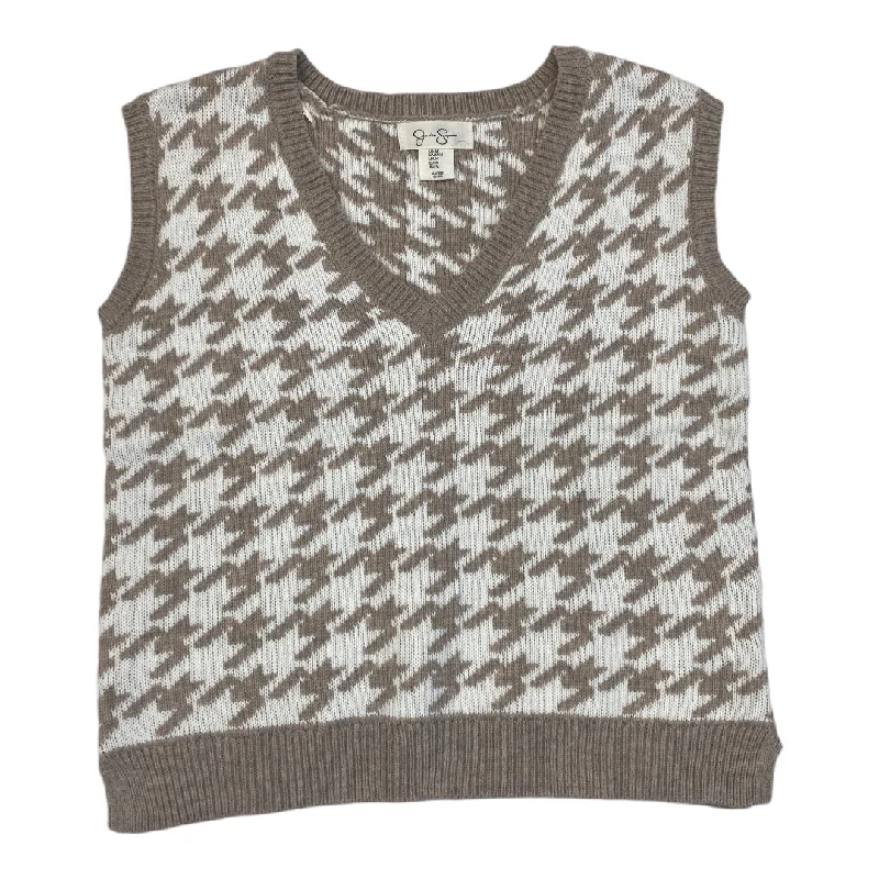 Cool Men's Pea CoatsVest Sweater By Jessica Simpson In Brown & White, Size: M