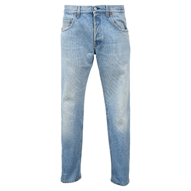 Men's Jeans with PocketsGucci Washed Mid-Rise Jeans in Blue Cotton Denim