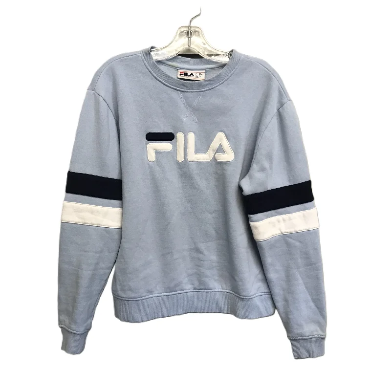 Elevated Men's Lounge HoodiesBlue Athletic Sweatshirt Crewneck By Fila, Size: L