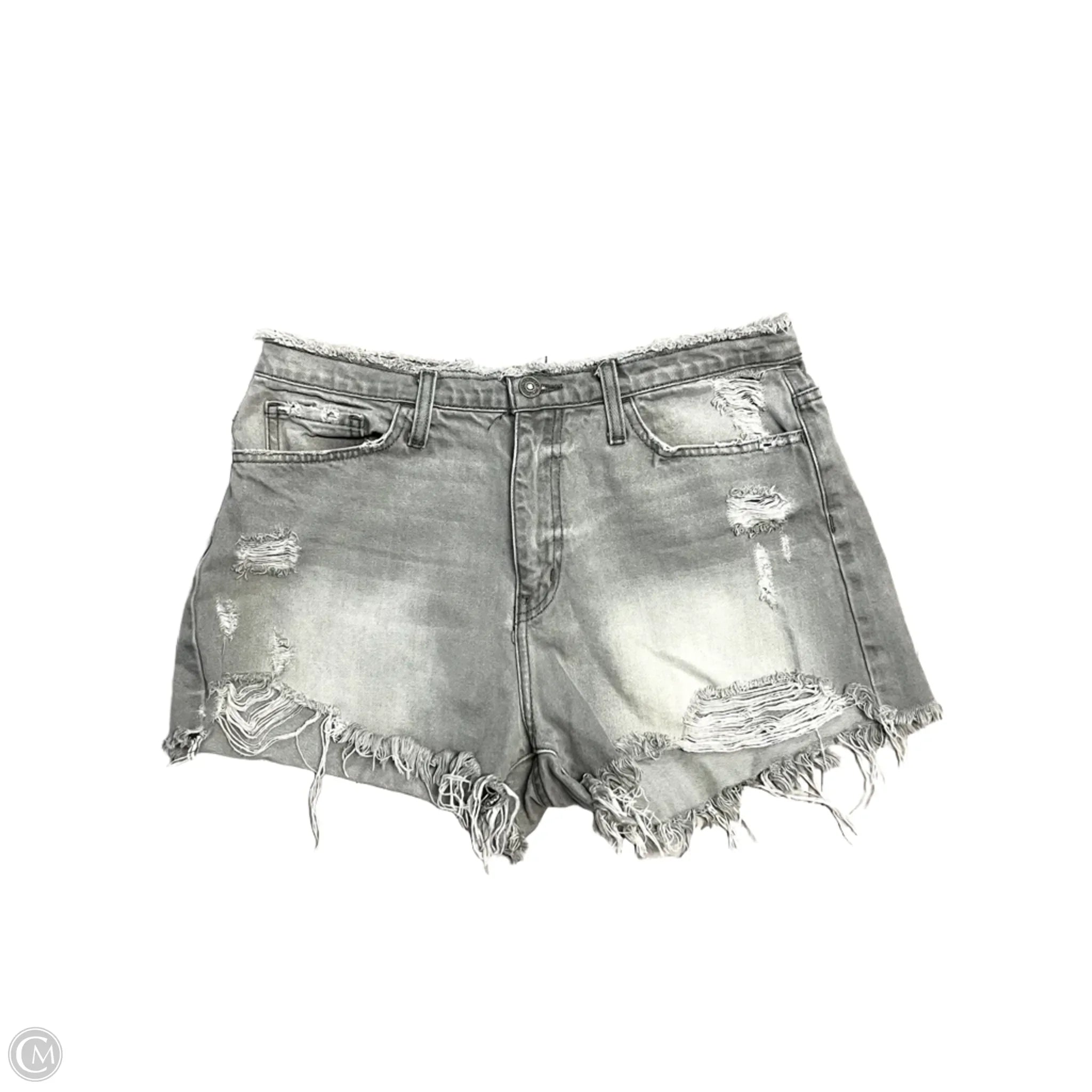 Flexible Men's Yoga ShortsShorts By Flying Monkey In Grey Denim, Size: 10