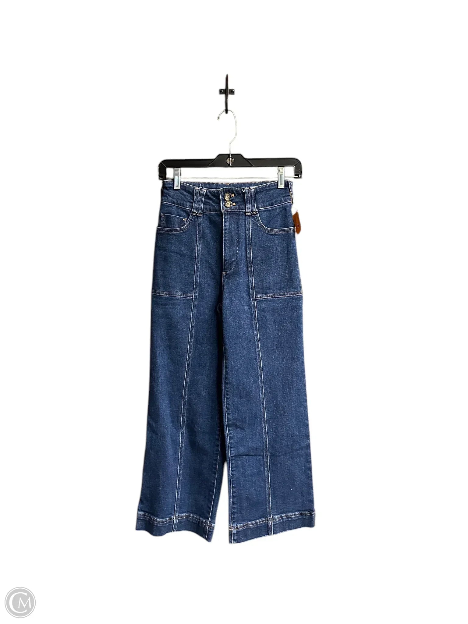 Men's Jeans with a Destroyed LookJeans Wide Leg By Pilcro In Blue Denim, Size: 2