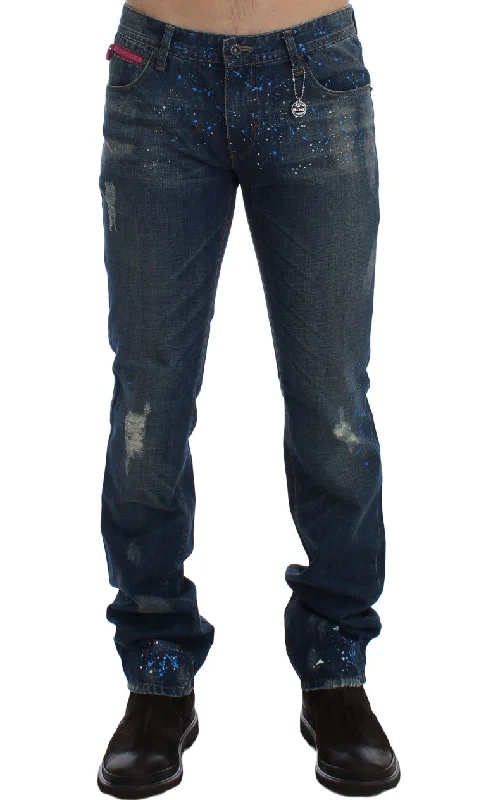 Dark Indigo Men's JeansCostume National Chic  Wash Painted Slim Fit Men's Jeans
