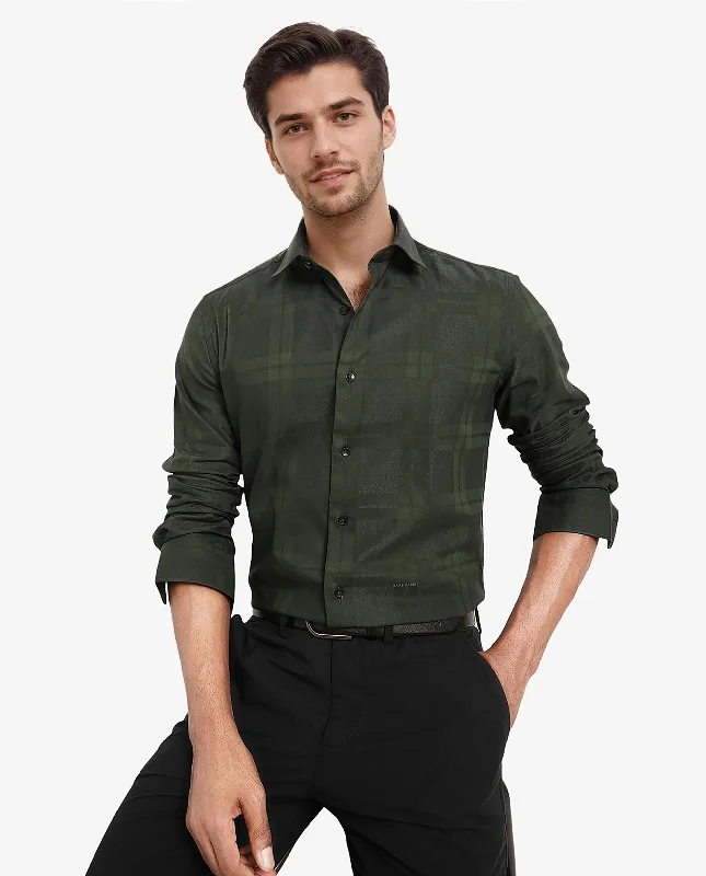 Men's Easy-Care Shirts for Busy LifestylesRare Rabbit Men's Lubin Dark Green Cotton Polyester Fabric Full Sleeve Regular Fit Tonal Checks Shirt Men's Easy-Care Shirts for Busy LifestylesRare Rabbit Men's Lubin Dark Green Cotton Polyester Fabric Full Sleeve Regular Fit Tonal Checks Shirt