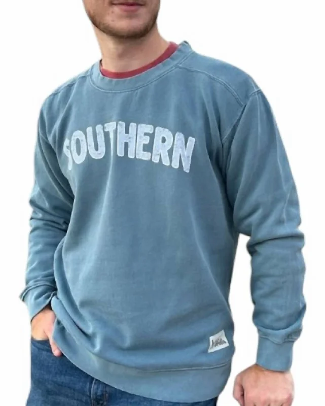Men's Sweaters for AutumnComfy Crew Arch Sweatshirt In Blue Jean