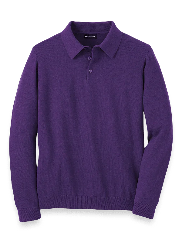 Men's Shirts with Scoop NecksSupima Cotton Three Button Polo - Plum