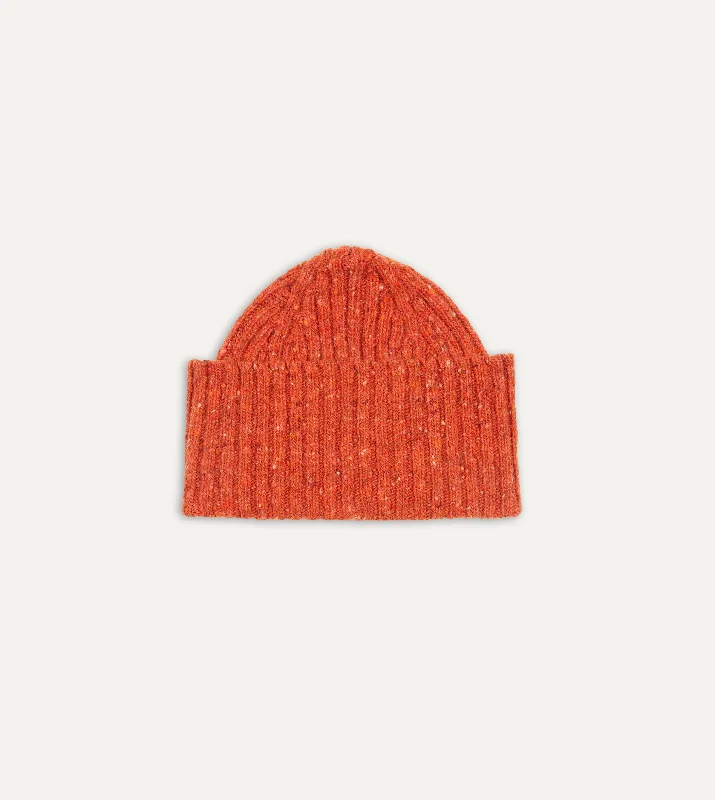 Modern BeaniesOrange Donegal Ribbed Merino Knit Cap