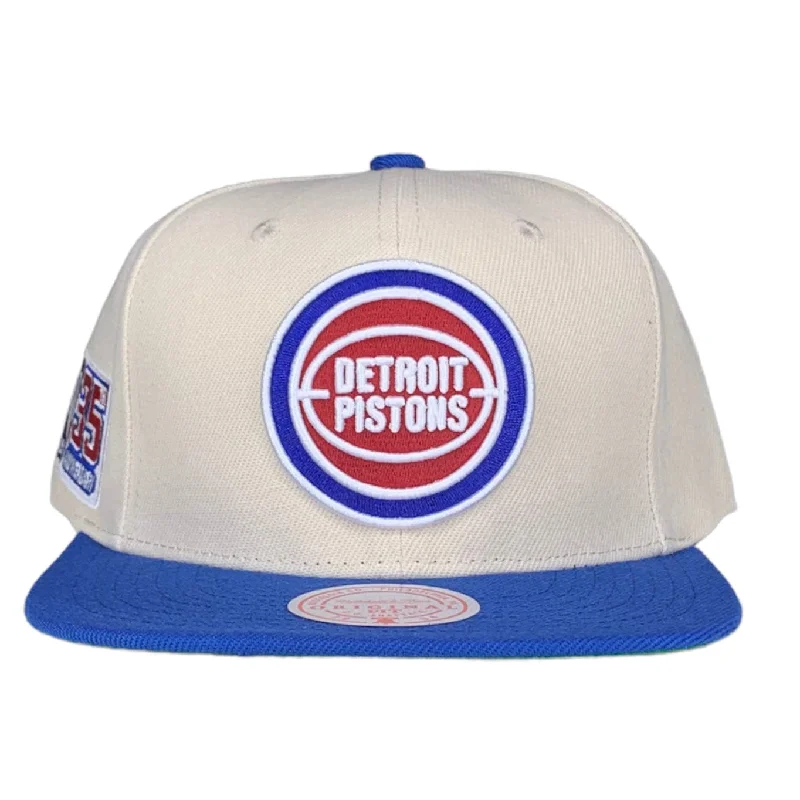 Attractive Bucket HatsMitchell & Ness Nba 35th Side Snapback Hwc Pistons (Off-White/Blue)