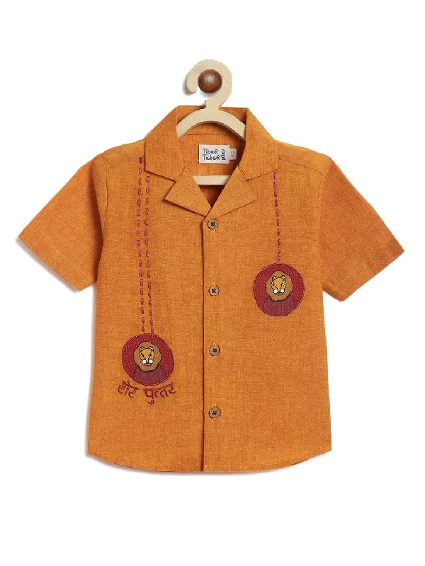 Men's Short-Sleeve Shirts for Warm WeatherPre-Order: Unisex Sher Puttar Shirt-Mustard Men's Short-Sleeve Shirts for Warm WeatherPre-Order: Unisex Sher Puttar Shirt-Mustard