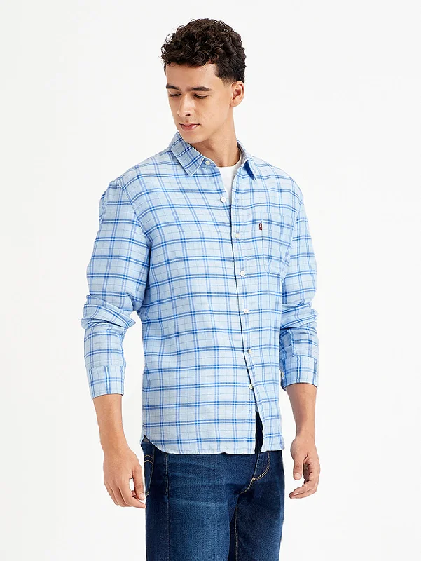 Men's Long-Sleeve Shirts for Year-Round WearMen's Checkered Spread Collar Shirt