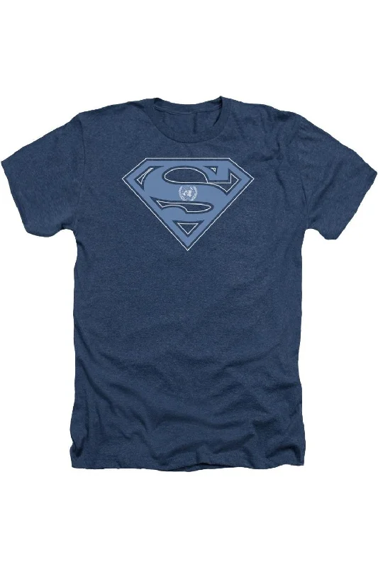 Men's Shirts with Roll-Up SleevesSuperman U N Shield Adult Heather Tee / T-Shirt