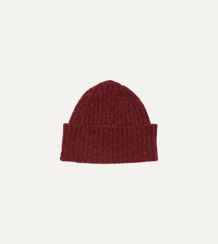 High-Quality Work HatsRed Donegal Ribbed Merino Knit Cap