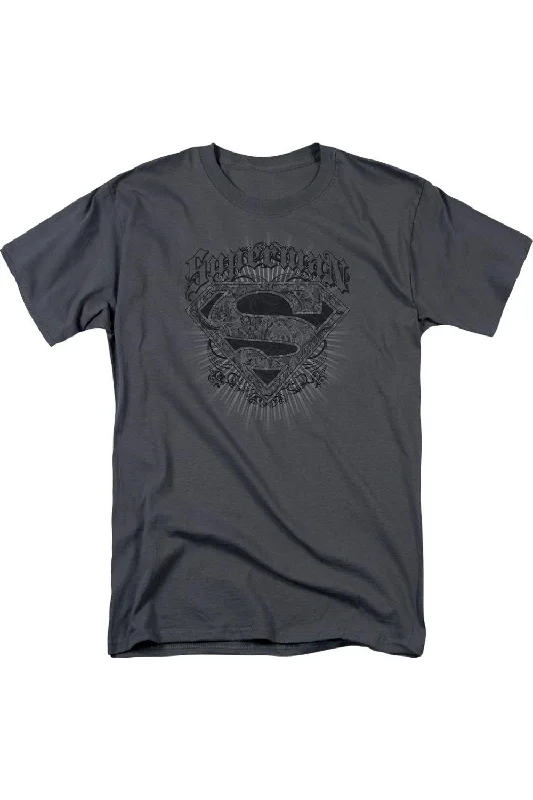 Men's Shirts with Embroidered DesignsSuperman Scrolling Shield Short Sleeve Adult Tee / T-Shirt Men's Shirts with Embroidered DesignsSuperman Scrolling Shield Short Sleeve Adult Tee / T-Shirt