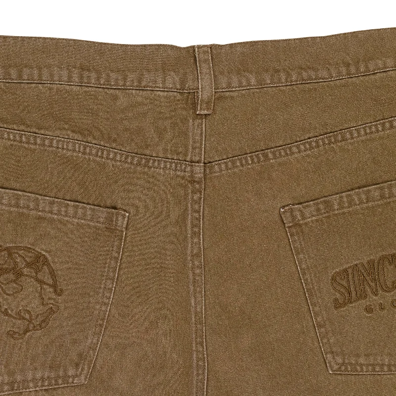 Comfort-Fit Men's Loungewear ShortsBROWN WASH BROWN JEAN SHORTS