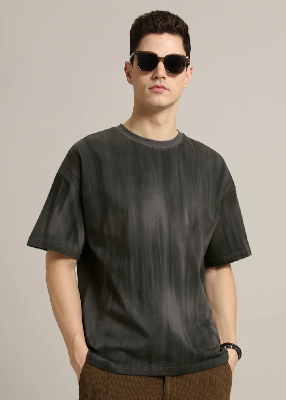 Men's Shirts with Barrel CuffsGrey Gradient Oversized T-shirt