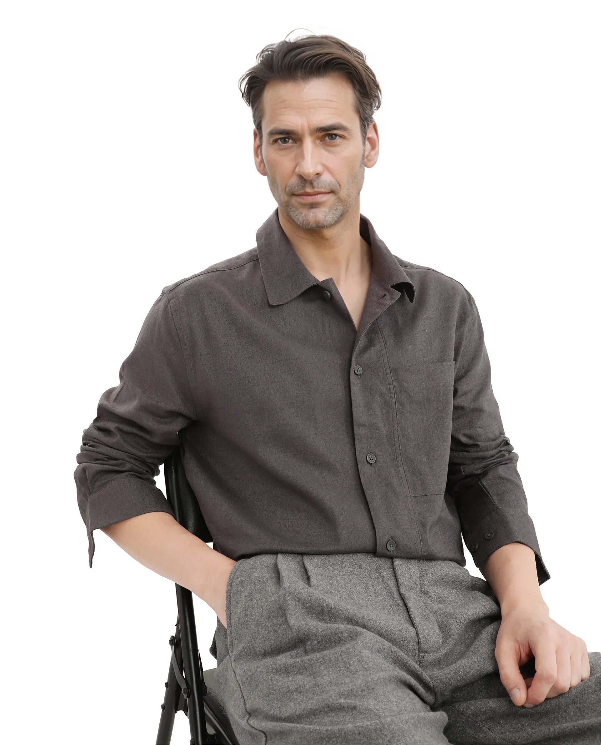 Men's Polo Shirts for Sports and Casual WearRare Rabbit Men Combi Dark Grey Knitted Jacquard Fabric Full Sleeve Regular Fit Textured Solid Shirt Men's Polo Shirts for Sports and Casual WearRare Rabbit Men Combi Dark Grey Knitted Jacquard Fabric Full Sleeve Regular Fit Textured Solid Shirt