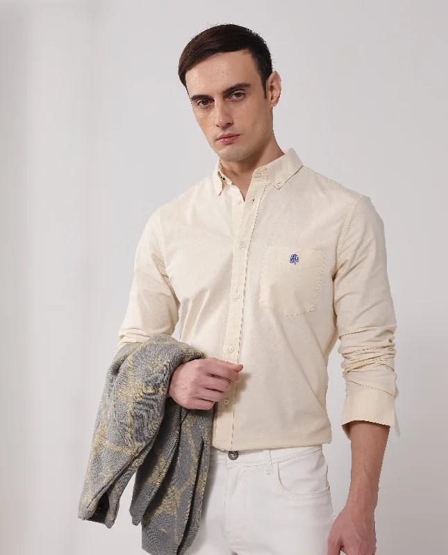Men's Tab-Collar Shirts for a Crisp LookRare Rabbit Men Oxob Pastel Yellow Full Sleeve Collared Neck Button Closure Regular Fit Plain Shirt Men's Tab-Collar Shirts for a Crisp LookRare Rabbit Men Oxob Pastel Yellow Full Sleeve Collared Neck Button Closure Regular Fit Plain Shirt