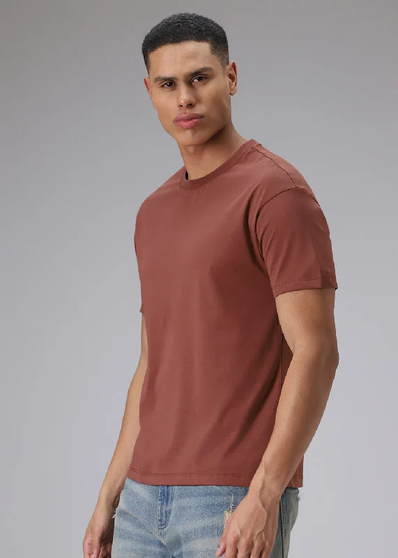 Men's Shirts with Roll-Up SleevesPlum Red Regular T-shirt
