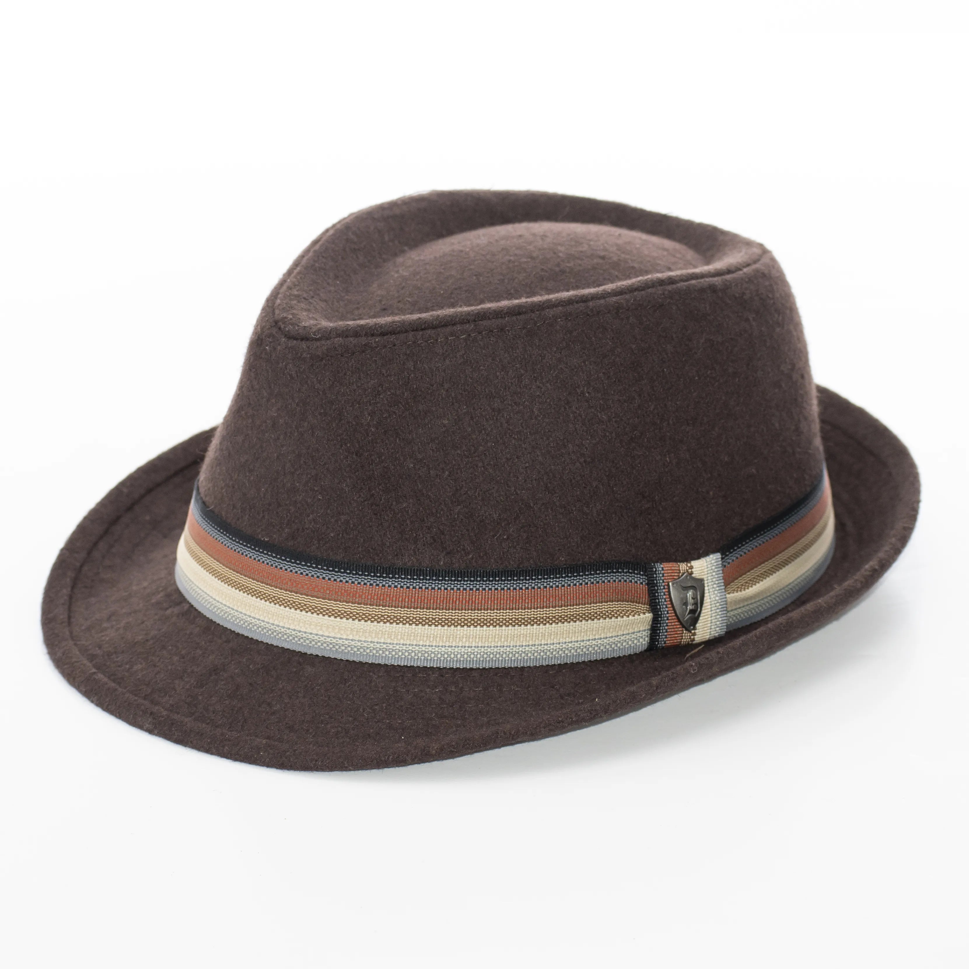 Adjustable Baseball Caps for KidsChocolate Brown Trilby Style Fedora with Striped Ribbon Band Adjustable Baseball Caps for KidsChocolate Brown Trilby Style Fedora with Striped Ribbon Band