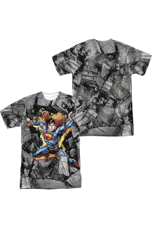 Men's Shirts with Scoop NecksSuperman Break On Through (Front/Back Print) Short Sleeve Adult 100% Poly Crew Tee / T-Shirt Men's Shirts with Scoop NecksSuperman Break On Through (Front/Back Print) Short Sleeve Adult 100% Poly Crew Tee / T-Shirt