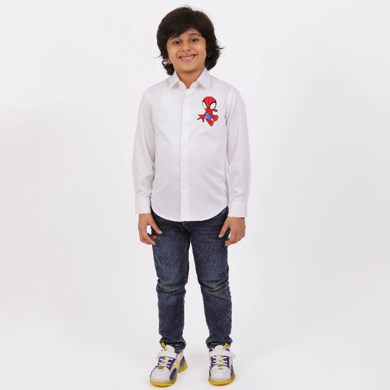 Men's Solid-Color Button-Down Shirts for VersatilityPre-Order - SPIDEY SHIRT For Boys