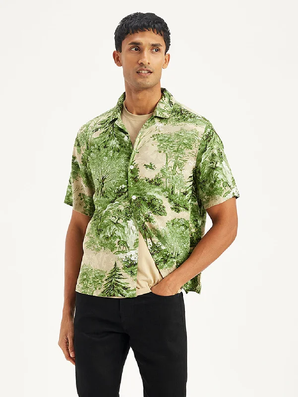 Versatile Men's Short-Sleeve ShirtsMen's Jacquard Relaxed Fit Camp Shirt