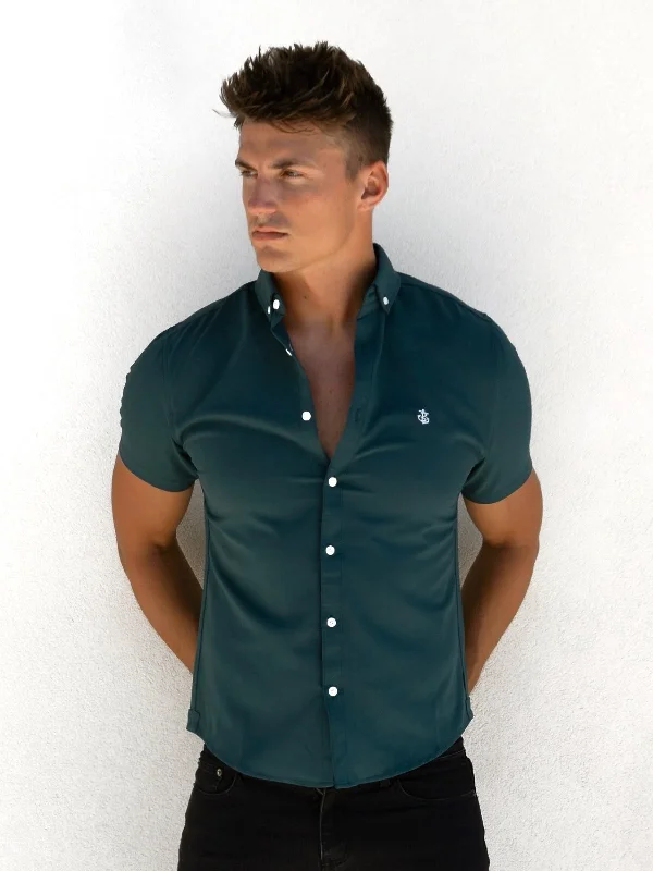 Men's Shirts with Hook-and-Loop ClosuresAlaric Short Sleeve Shirt - Teal Green